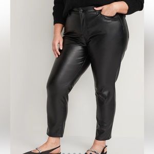 High-Waisted OG Straight Faux-Leather Ankle Pants size 22